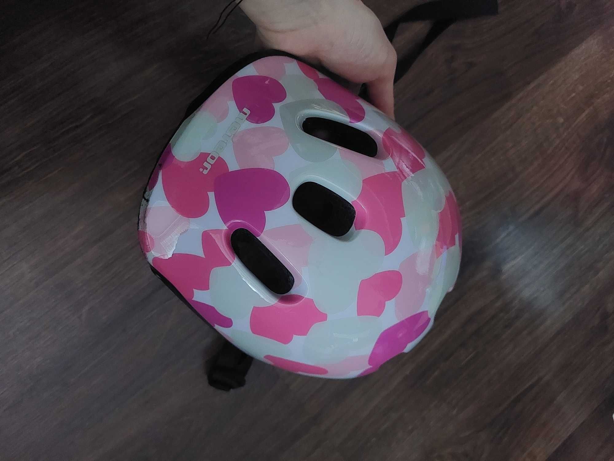 Kask 44 - 48 cm rowerowy dzieciecy dziewczecy rozowy meteor