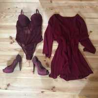 Conjunto Vestido + Botas + Body lingerie + Sapatos