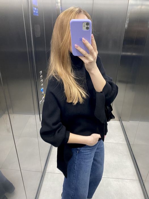 Sweter z golfem Zara 36 S czarny z wiązaniami