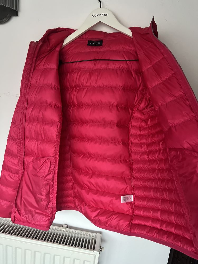 Benotti kurtka puchowa damska L 40 różowa z kapturem puch naturalny