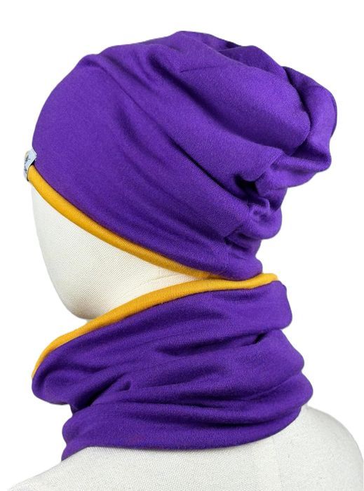 Zestaw wełniany komin czapka dwuwarstwowa 100% wełna wool merino