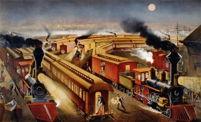 LOKOMOTYWY   piękna grafika kolejowa XIX w. reprint na ścianę