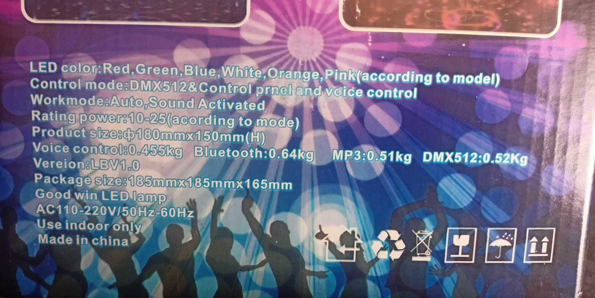 Kula lustrzana DISCO Projektor RGB LED Wbudowany mikrofon DUŻA 18CM