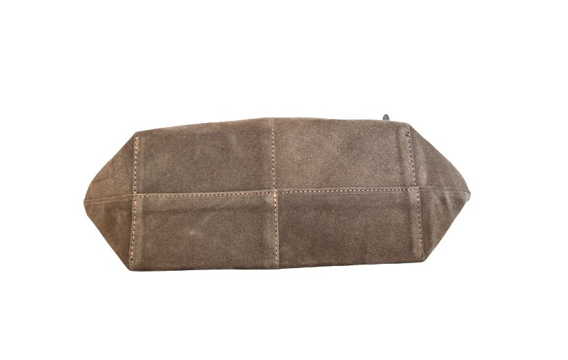 Torebka damska shopper naturalna skóra zamszowa beż taupe