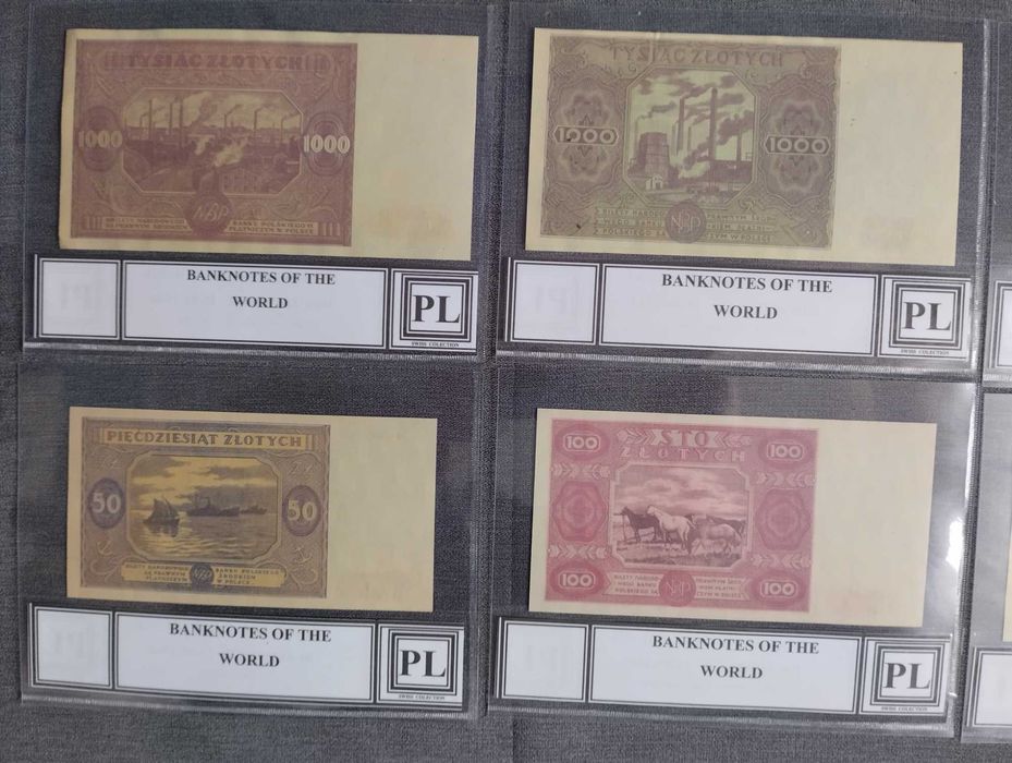 zestaw 6 sztuk banknotów polskich z opisem