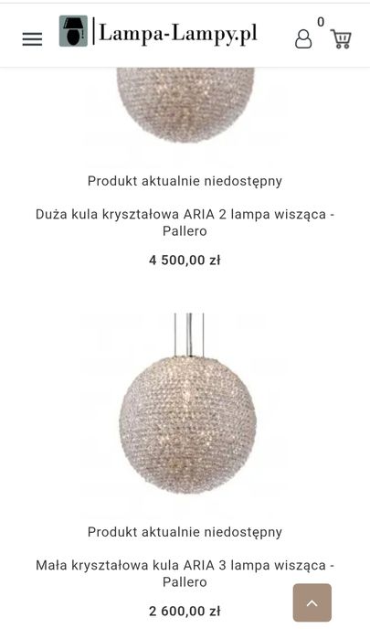 Nowa lampa wisząca  kryształ kula   Almi Decor   2600zł