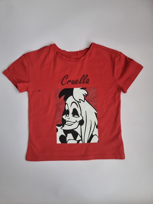 T-shirt czerwony dla dziewczynki Cruella podkoszulek 116 Reserved