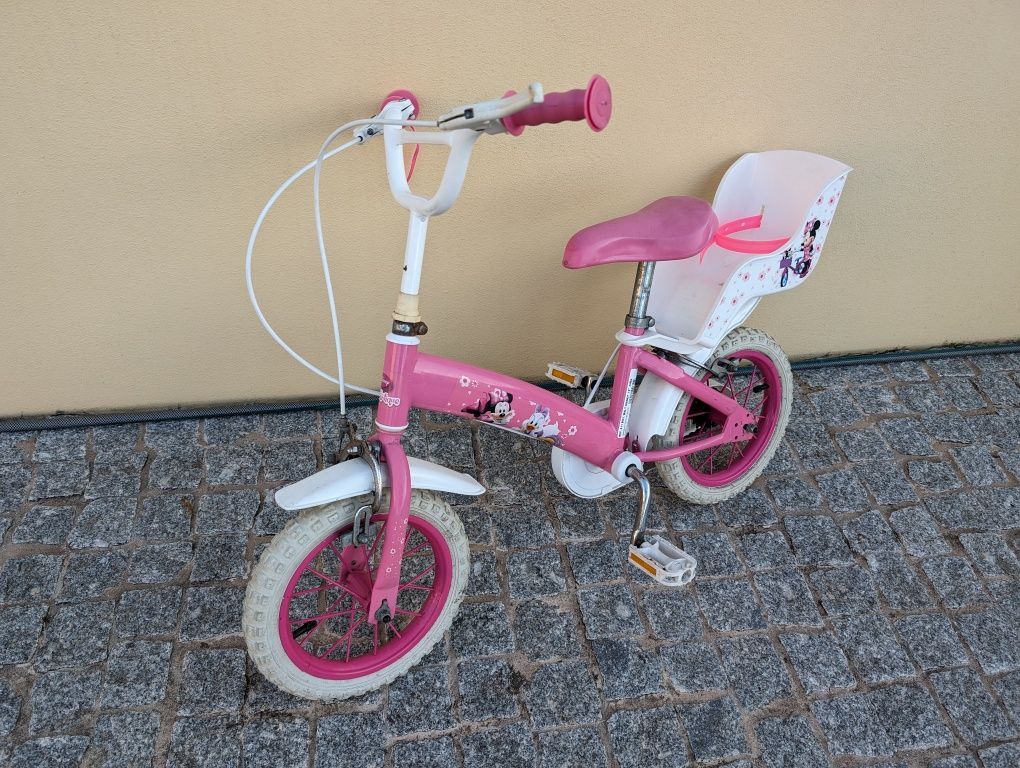 Bicicleta de Menina Roda 12 Rosa oficial Walt Disney