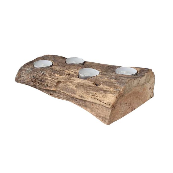 Swiecznik z drewna sosnowego naturalny na 4 tealighty