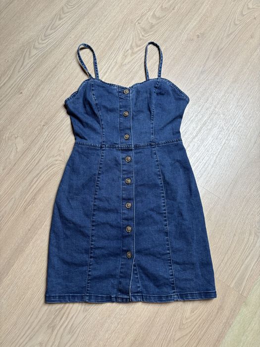Sukienka sexi damska jeans ramiączka 36 S guziki