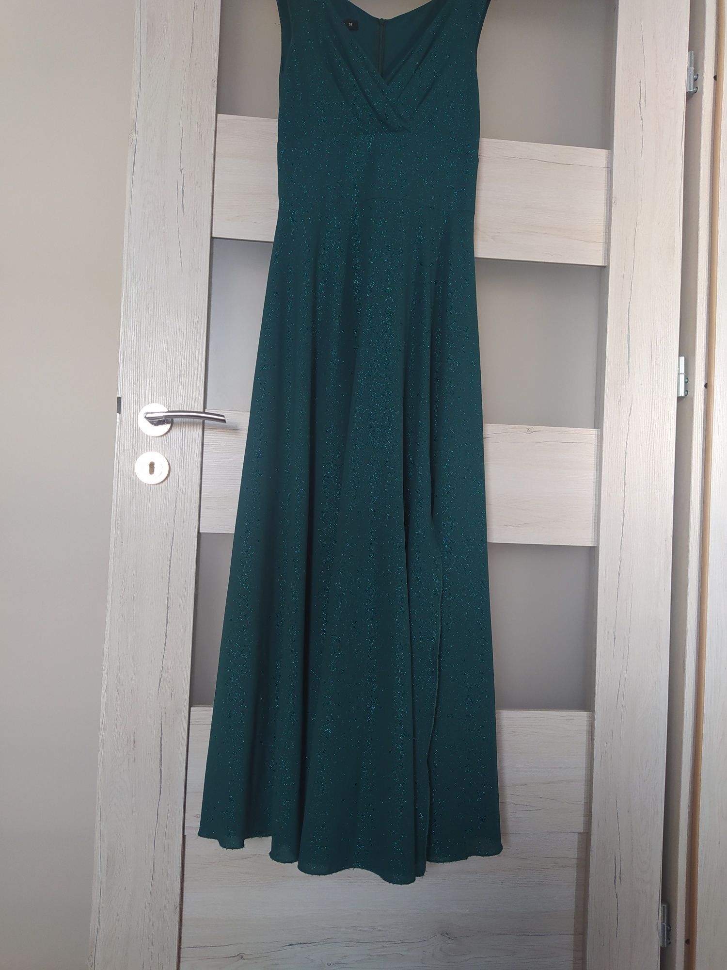 Sukienka Loudress butelkowa zieleń na studniówkę maxi długa