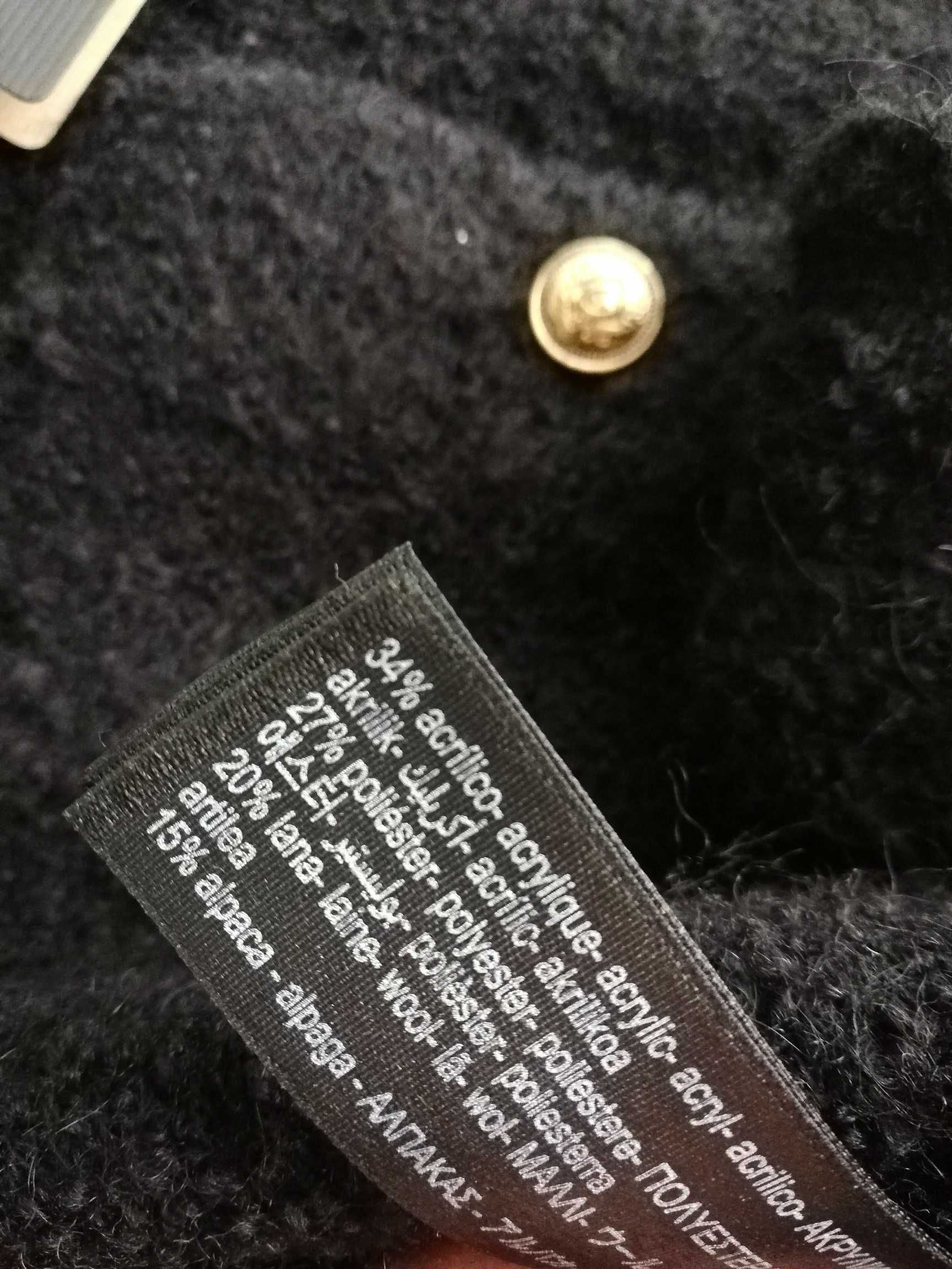 Massimo Dutti wełniany Krótki Żakiet Kardigan Boucle 38M czarny