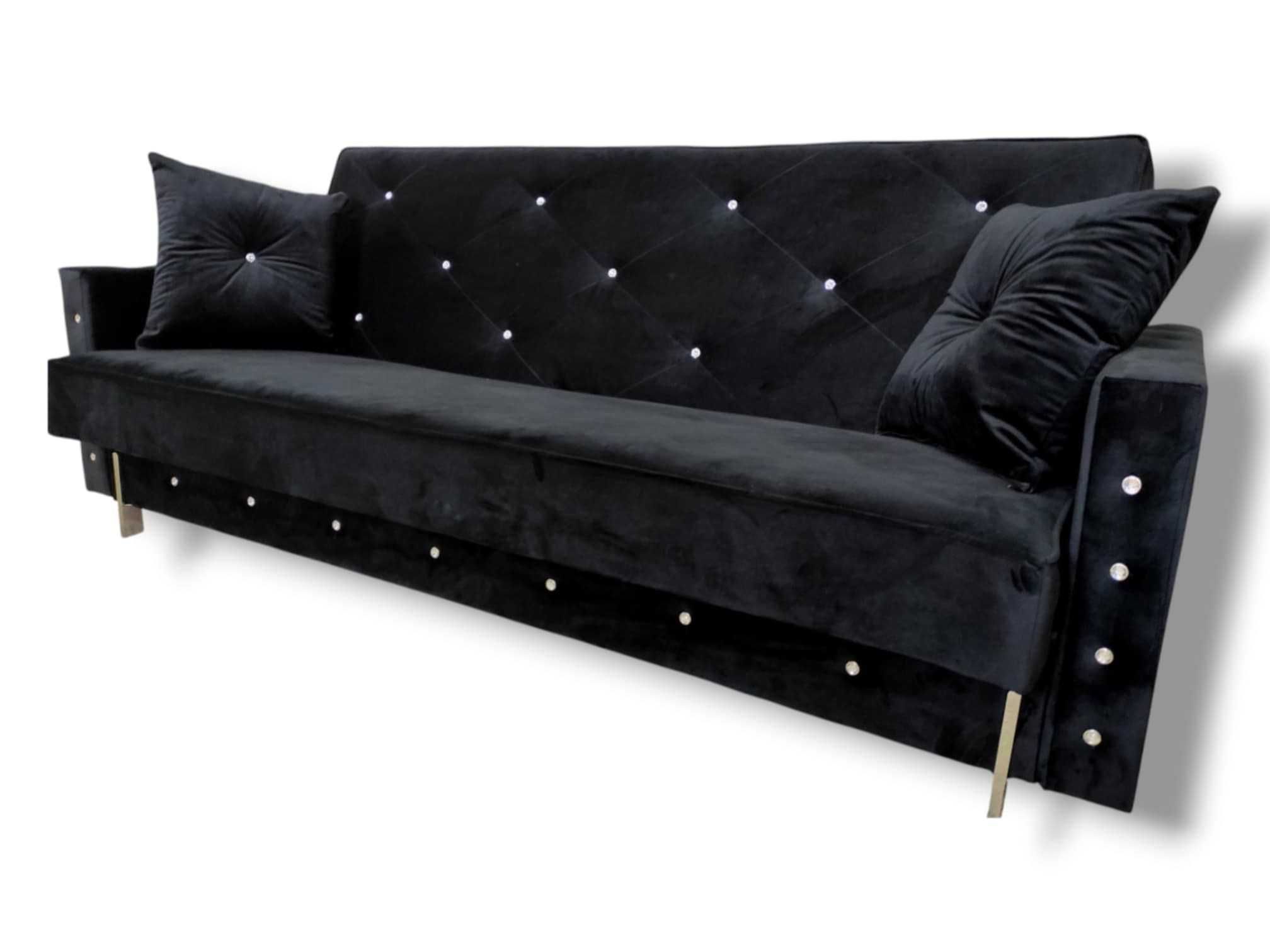 Sofa Kanapa rozkładan Glamour funkcja spania pojemnik kryształWERSALKA