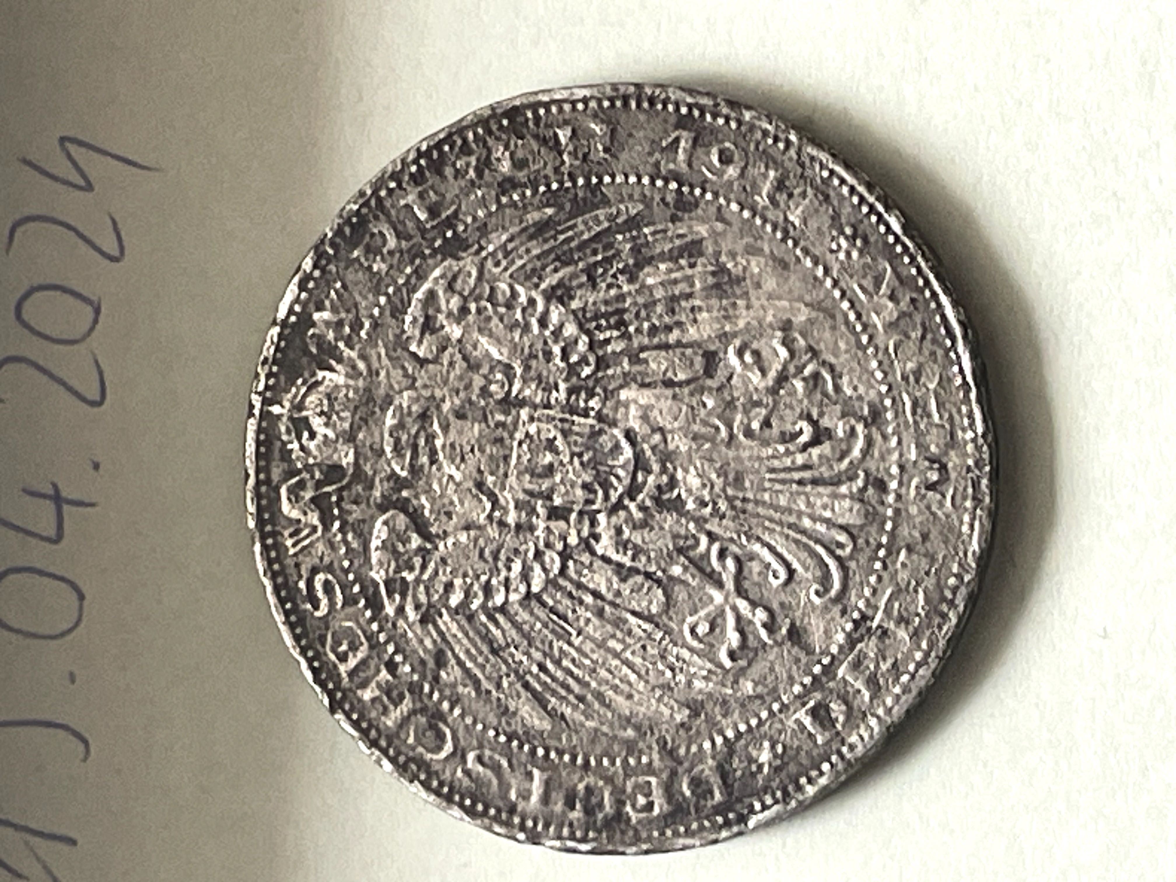 Moneta Wilhelm II Prusy 3 marki 1911 A