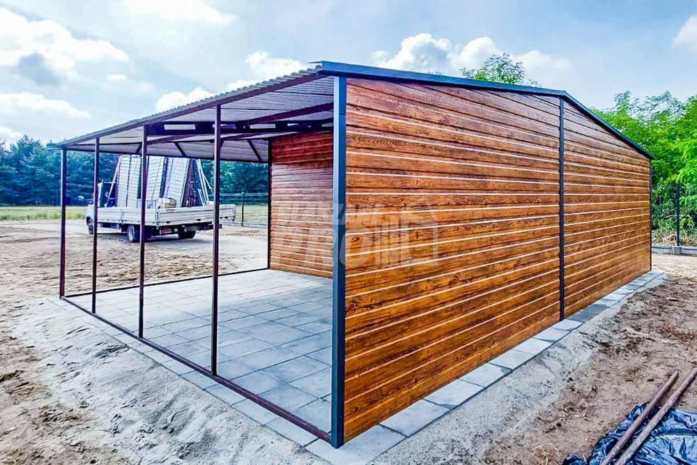 Garaż Blaszany 4x6m Wiata 4x6m Brama Uchylna Okno  Dwuspadowy GP431