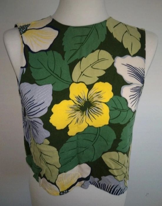 Piękny wiskozowy crop top kwiaty Zara 34 XS