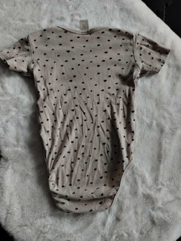 Body H&M cappuccino w czarne kropki r.80 (9-12 m)wzorzyste jasnobeżowy