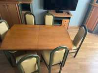 Zestaw salon KLER lite drewno: 2x kredens, stół, krzesła, stolik, ława