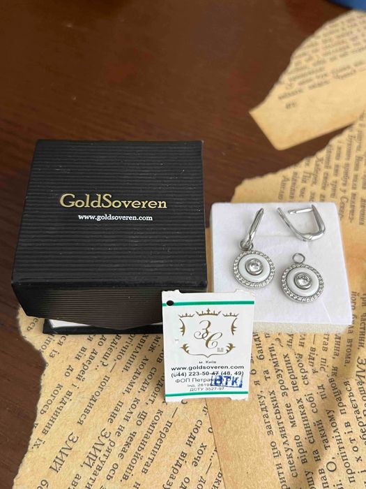 Серебро 925 - Италия Серьги Керамика с кубическим цирконием 5,88 г