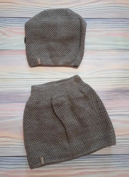 Вязаний комплект шапка та хомут. Жіночий комплект шапка з хомутом.