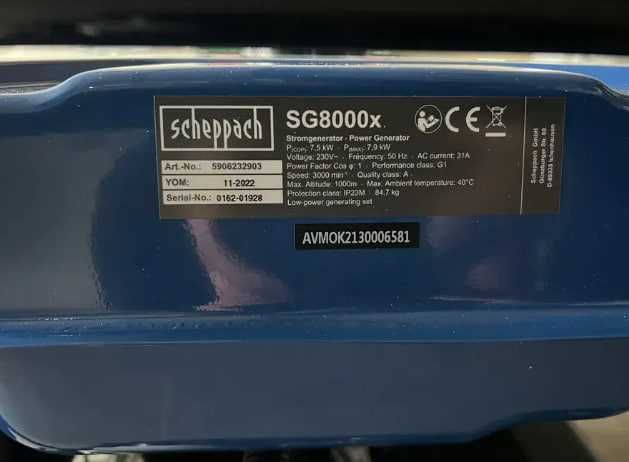 Генератор бензиновий Scheppach SG8000Х: 7.5/7.9 кВт- 1 фаза