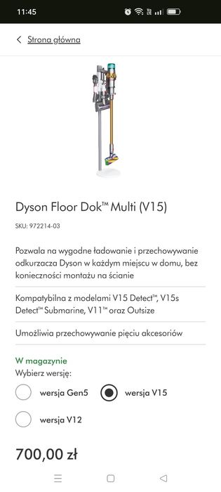 Dyson Floor Dok™ Multi (V15) stojak / stacja dokująca