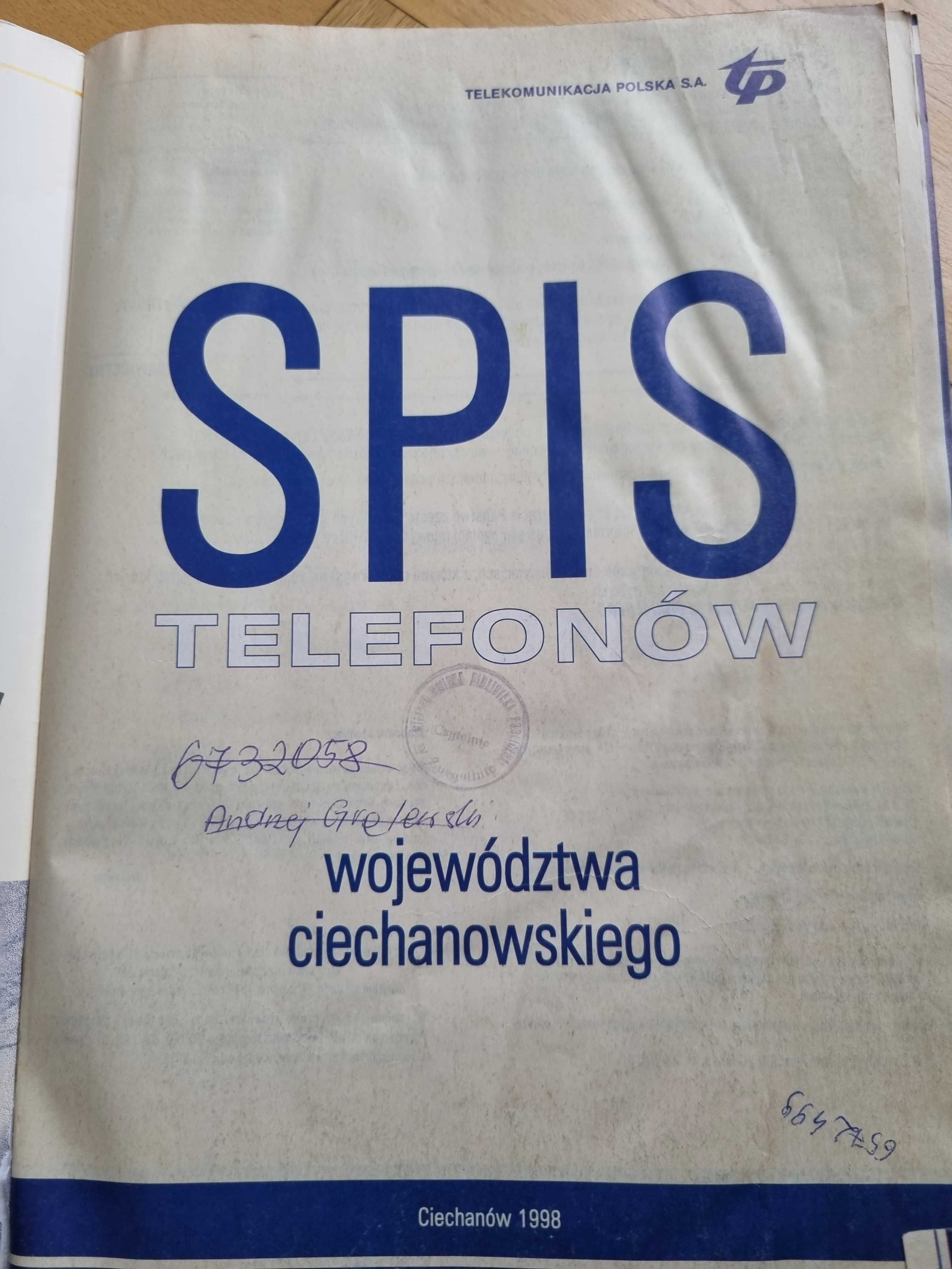 Książka telefoniczna woj ciechanowskiego 1998r.