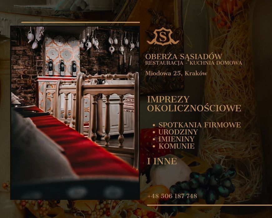 Organizacja imprez, komunii, spotkań firmowych, urodzin, imienin