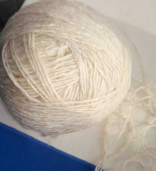 детская шапка шарф белая натуральная овечья  шерсть