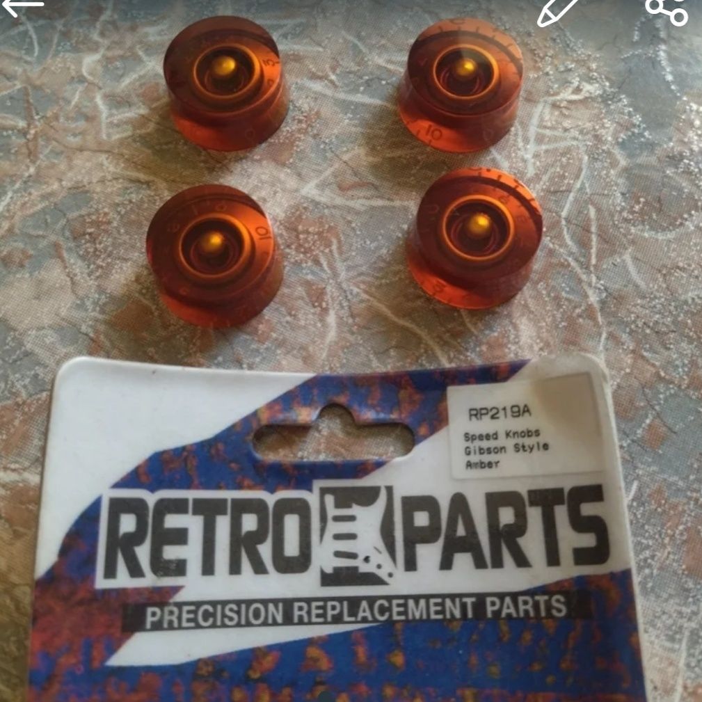 Retro Parts Amber Knobs para Les Paul