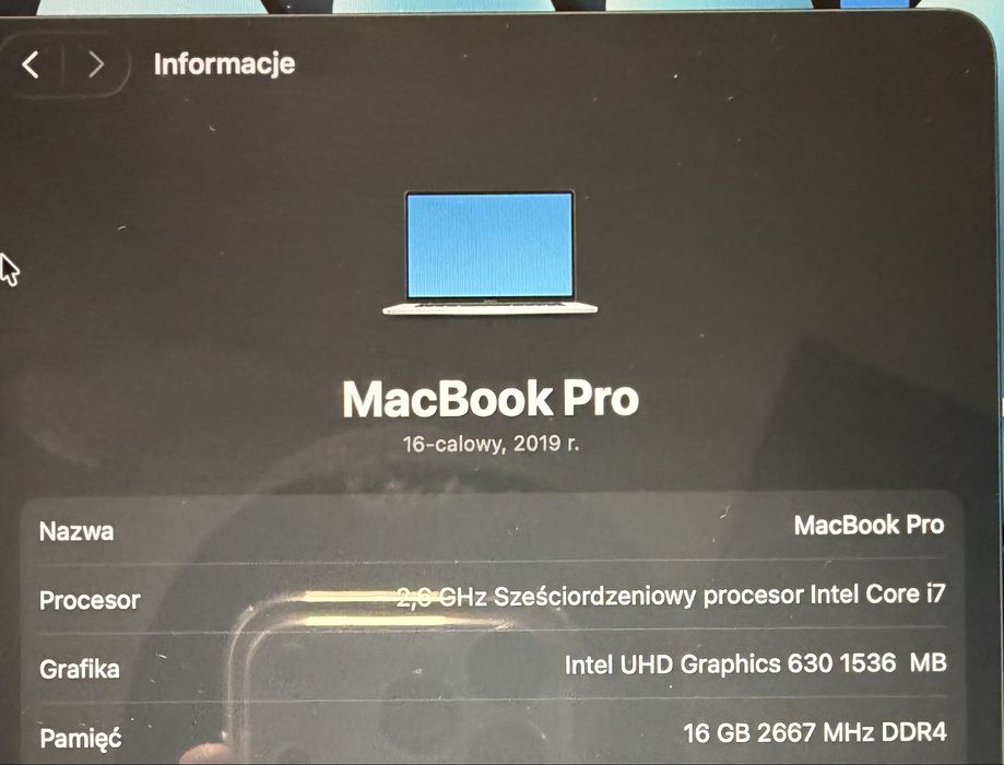 Apple MacBook 16” Pro 2019 i7 6x2.6GHz 16GB 512GB