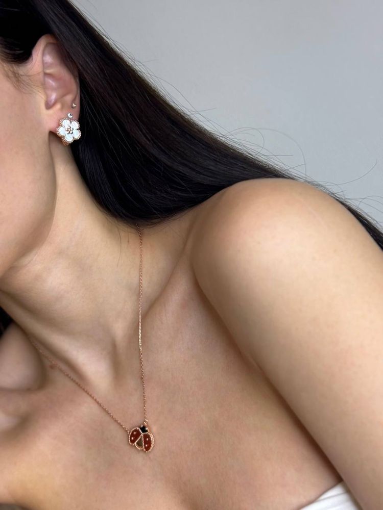 Набор сережки браслет Ван Клиф Van Cleef plum blossom