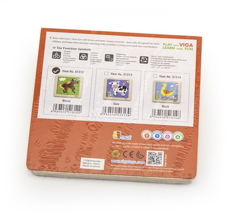 Viga Klocki drewniane  51312 Puzzle na podkładce - Konik