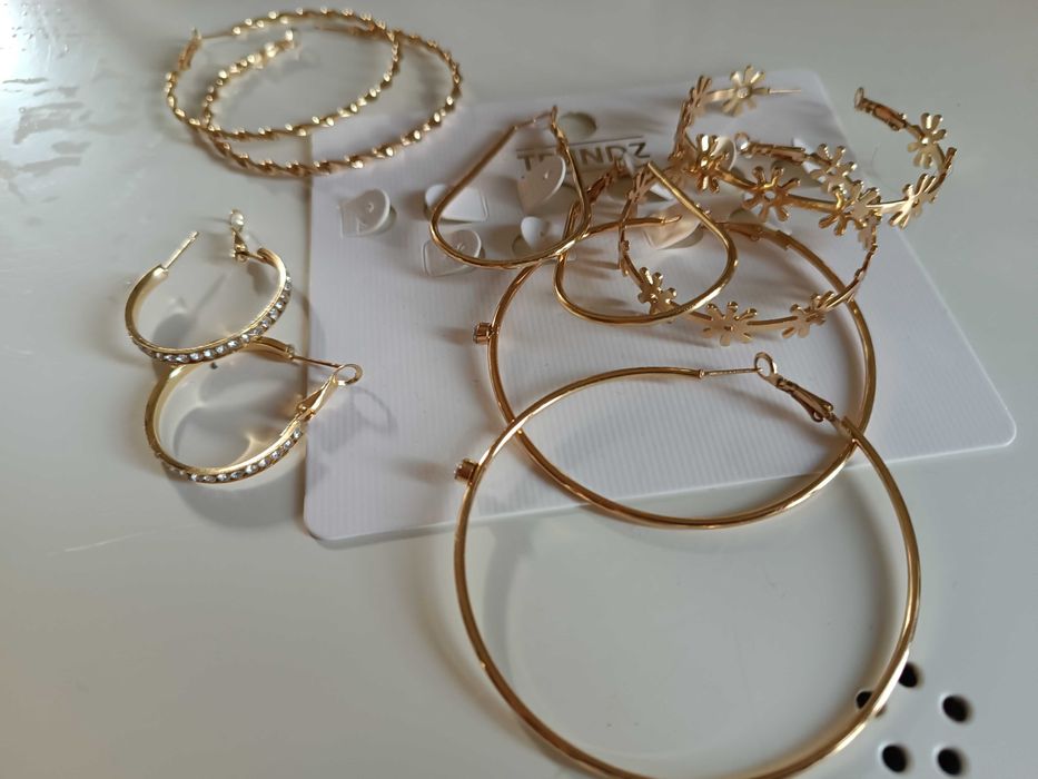 Kolczyki 5 par sztuczna biżuteria złote