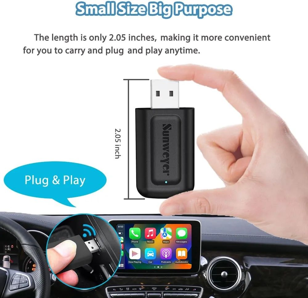 Bezprzewodowy adapter CarPlay i Android Auto Sunweyer 2024