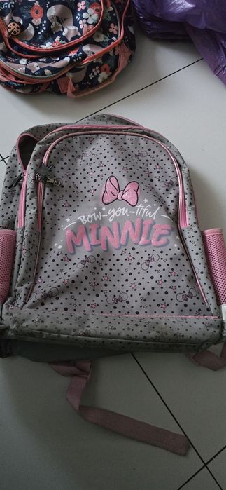 Plecak szkolny różowy Szary kropki MINNIE