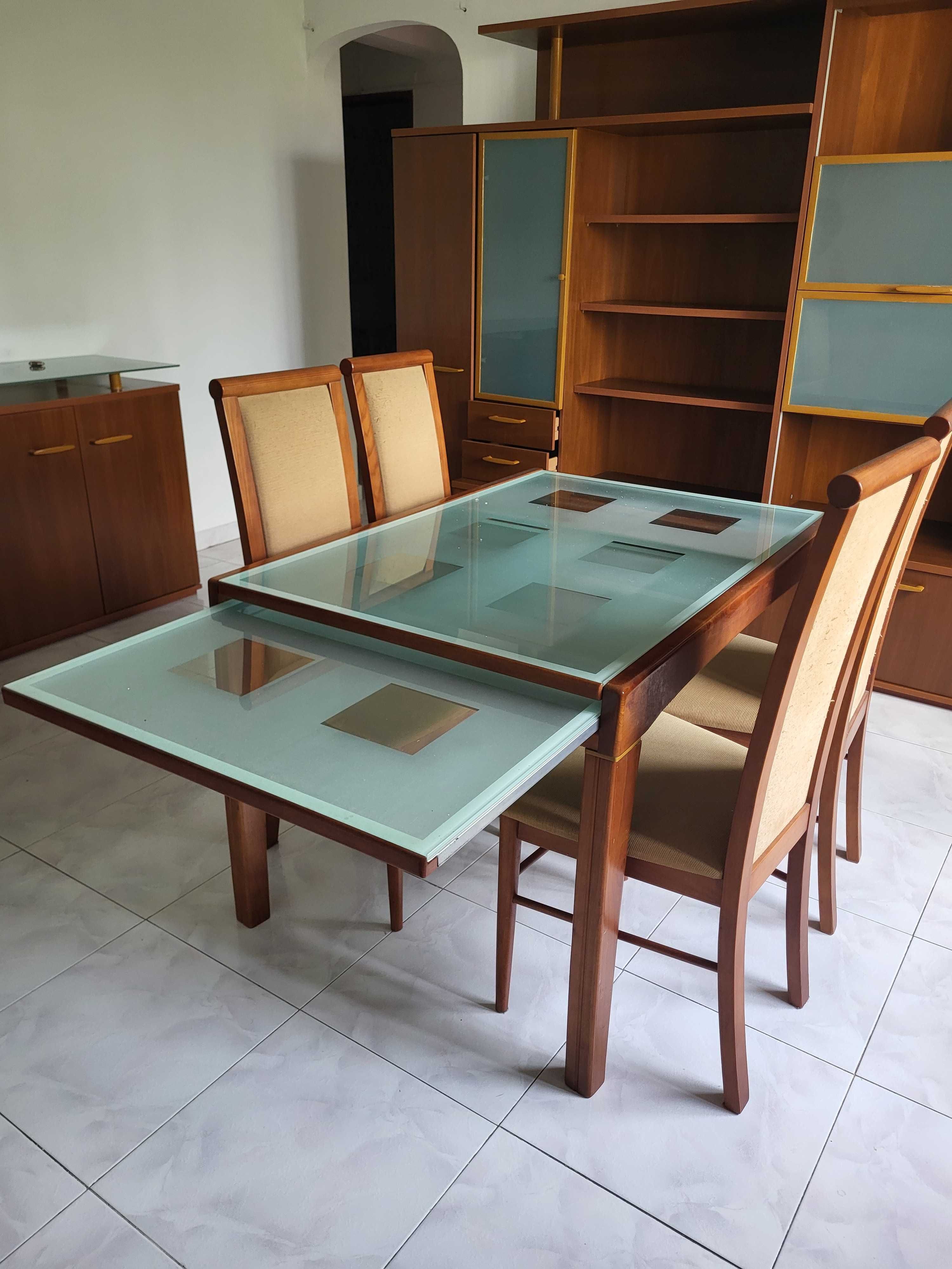 Conjunto de Moveis de Sala, cerejeira / vidro