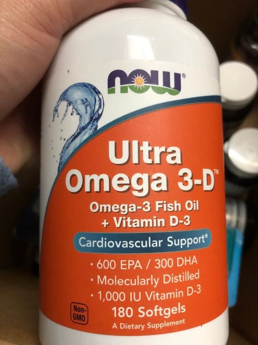 Ultra Omega 3-D, Ультра Омега 3 Д, Now Foods 600/300, 180 капсул