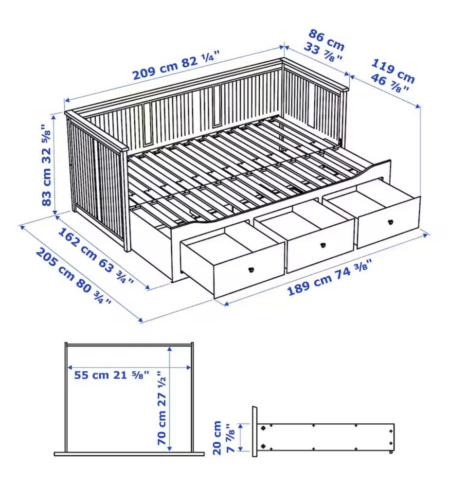 Cama individual de abrir