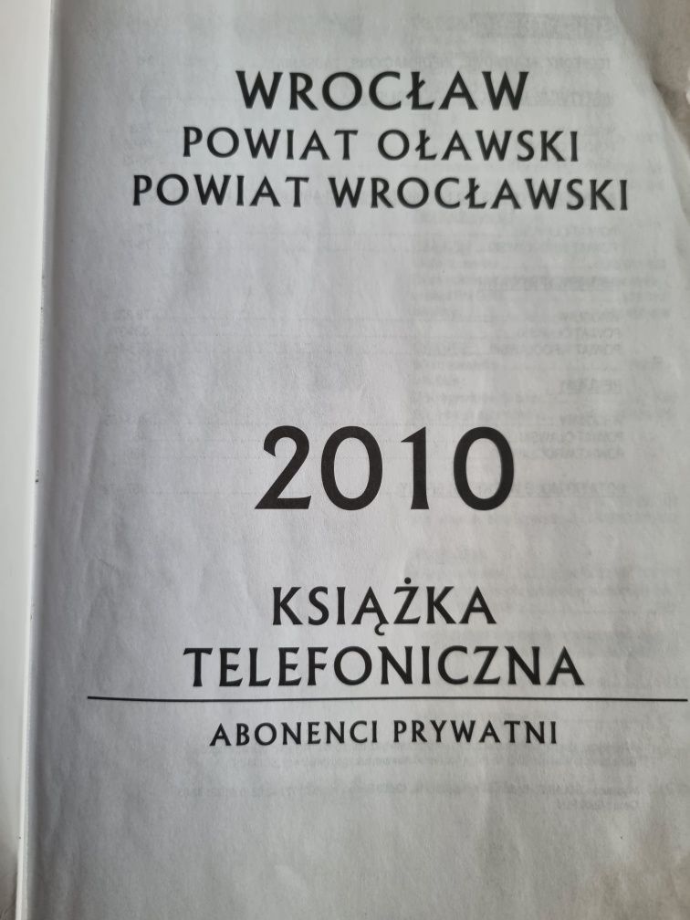 Książka telefoniczna Wrocław i Oława 2010r.