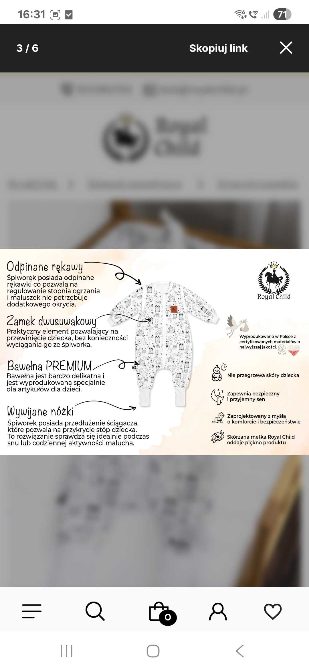 Śpiworek do spania całorocznych 2,5 tog od 1-2,5 roku bawełna premium