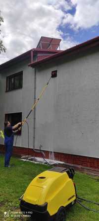 Mycie czyszczenie elewacji kostki brukowej dachów paneli solarnych