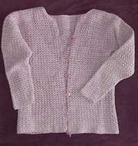 sweterek rozpinany hand made pastelowy fiolet 134
