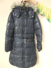 Продам куртку зимнюю для девочки, р.146, с капюшоном, длинную