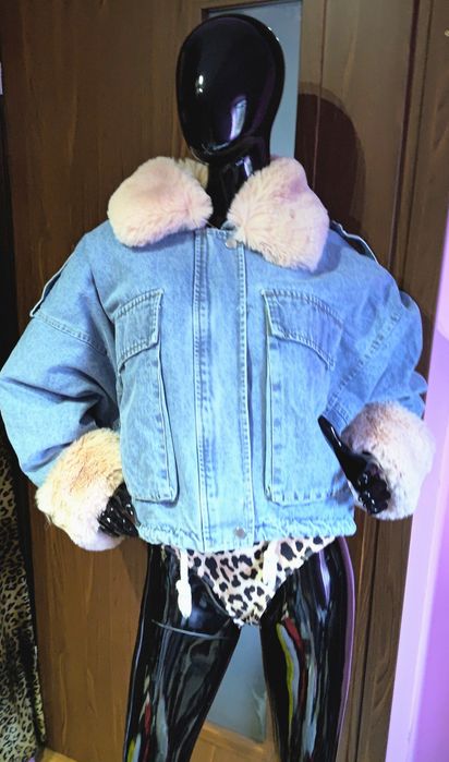 Kurtka dżinsowa damska, futerko odpinane ,owersize