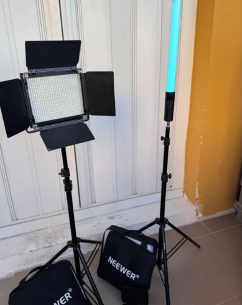 Kit gh5 + objectivas + roning s + leds + tripe