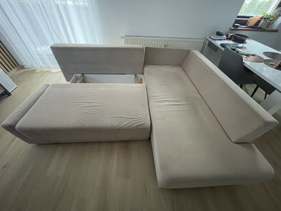 Nowoczesny narożnik 190x250 z funkcją spania i pojemnikiem