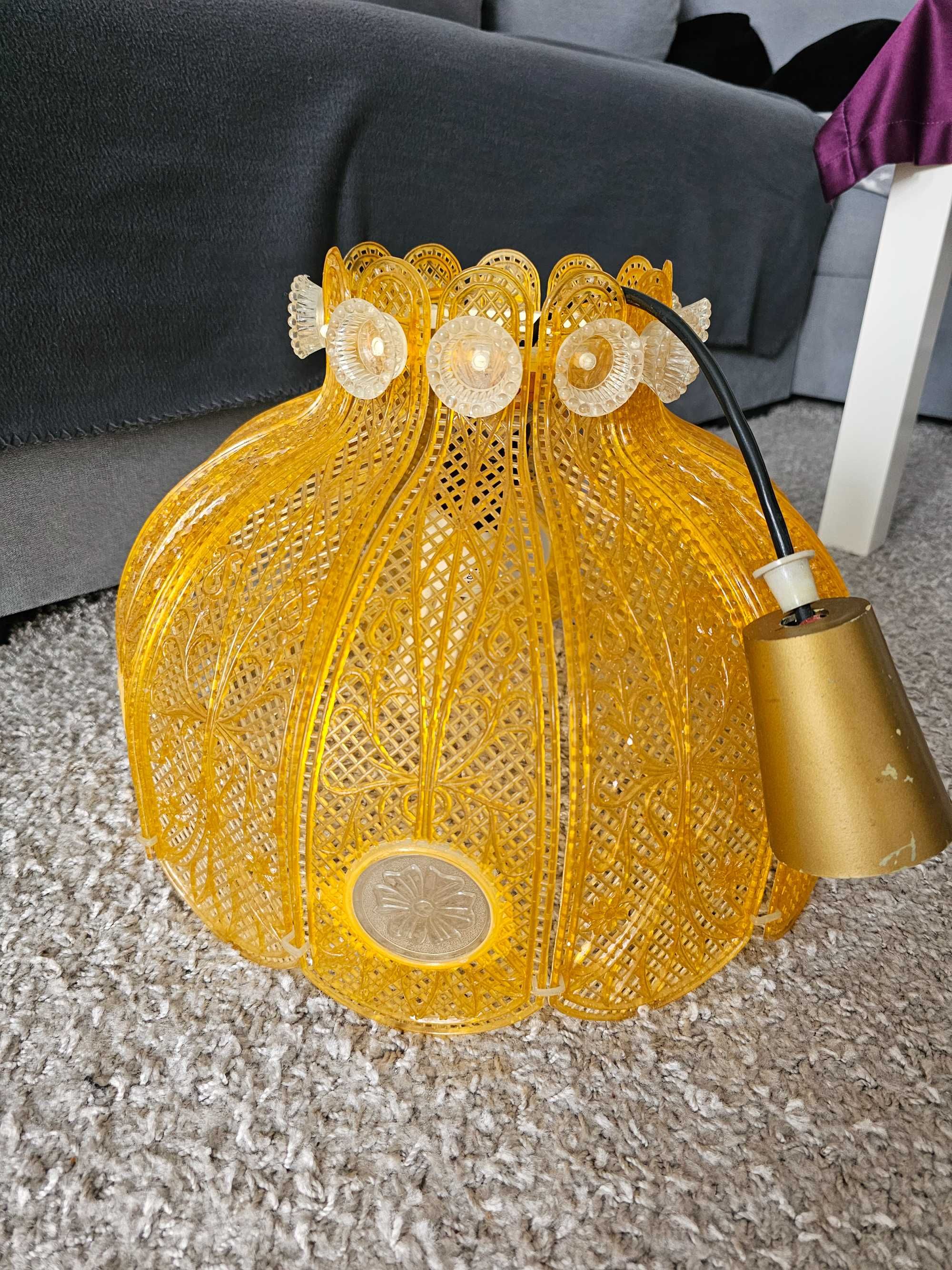 Pomarańczowy Żyrandol PRL Lampa sufitowa