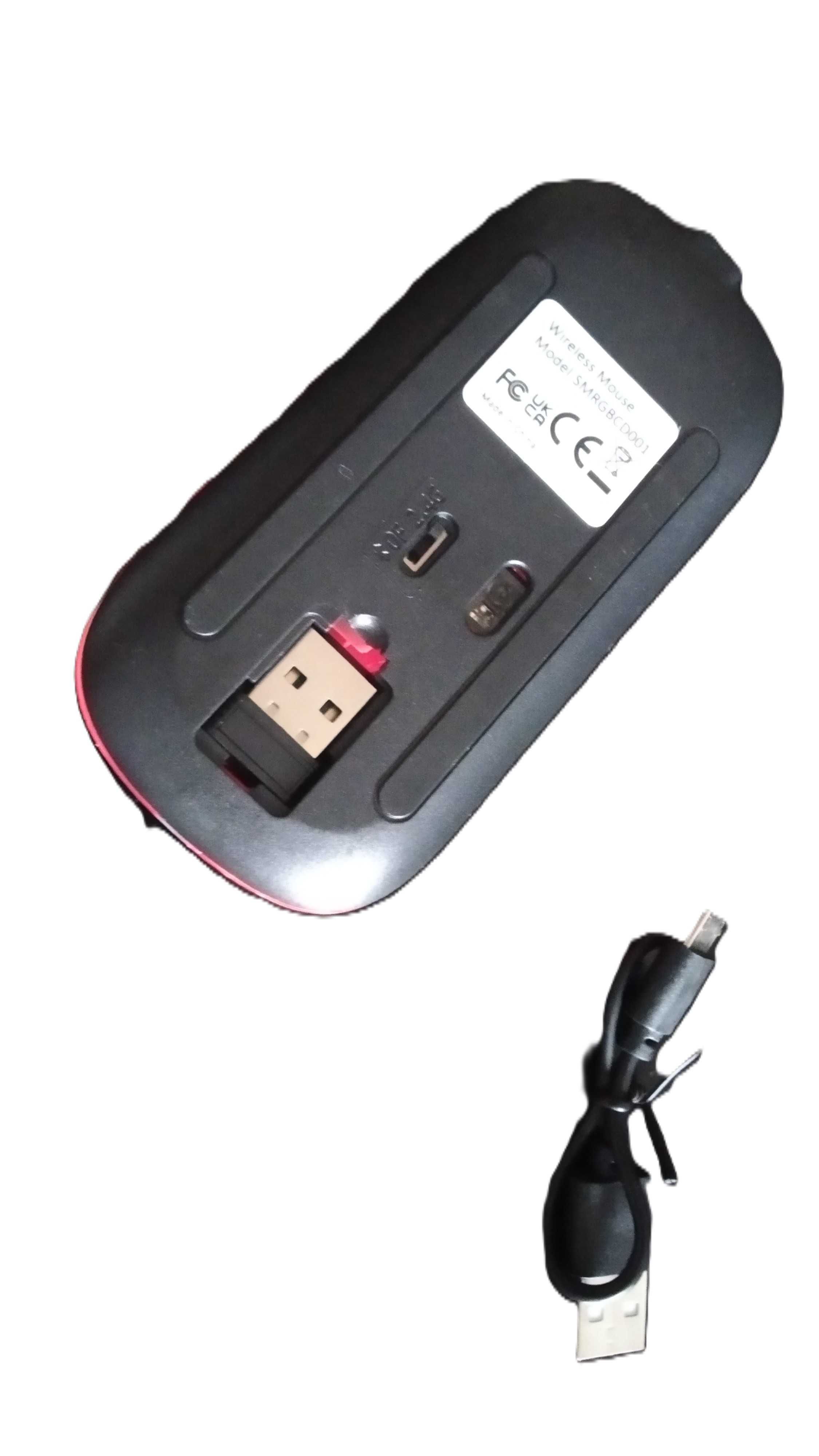 Mysz Komputerowa Optyczna Bezprzewodowa LED RGB Akumulatorowa