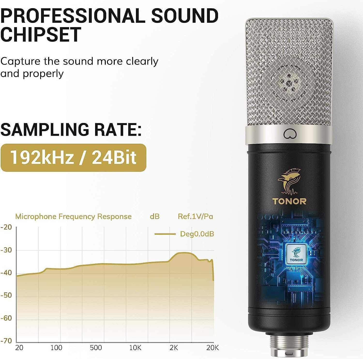 Mikrofon Tonor TC-2030 z ramieniem filtr USB Steaming  dla graczy